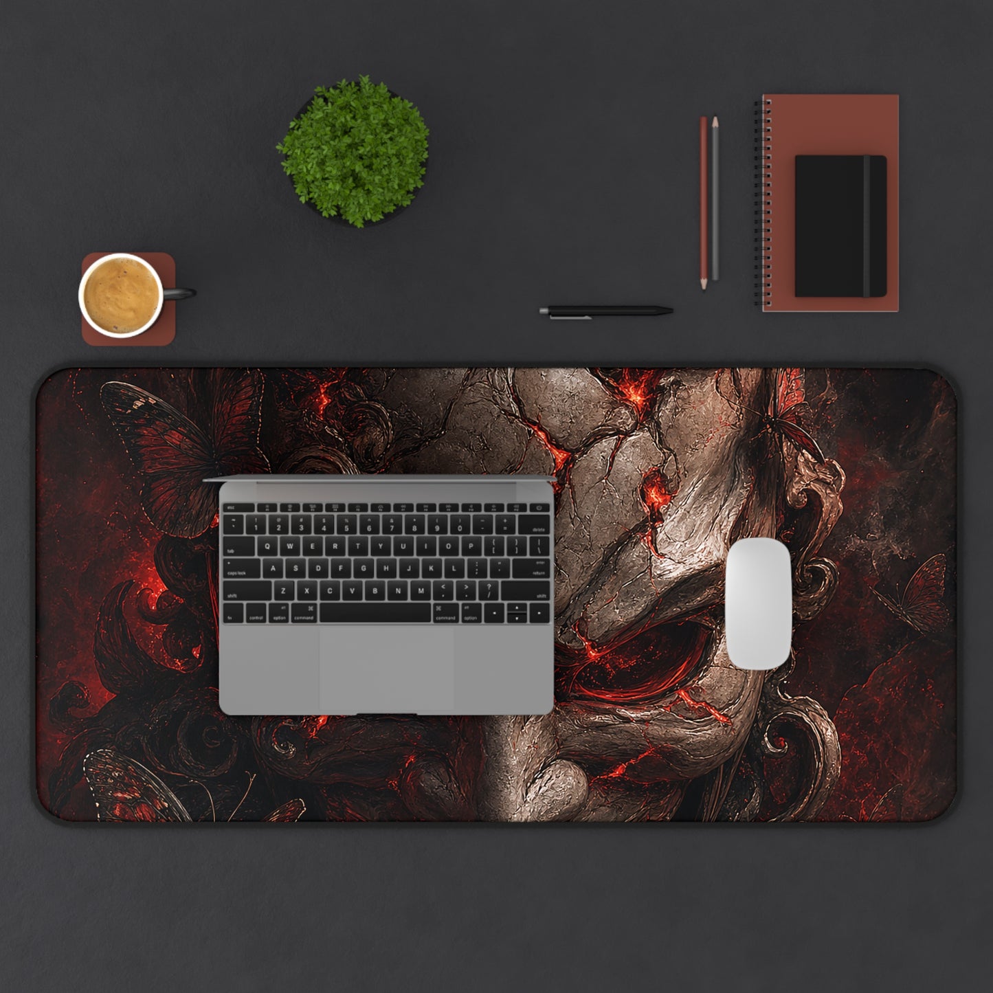 Oni Mask With Butterflies - Sudoni Brand Gaming Desk Mat