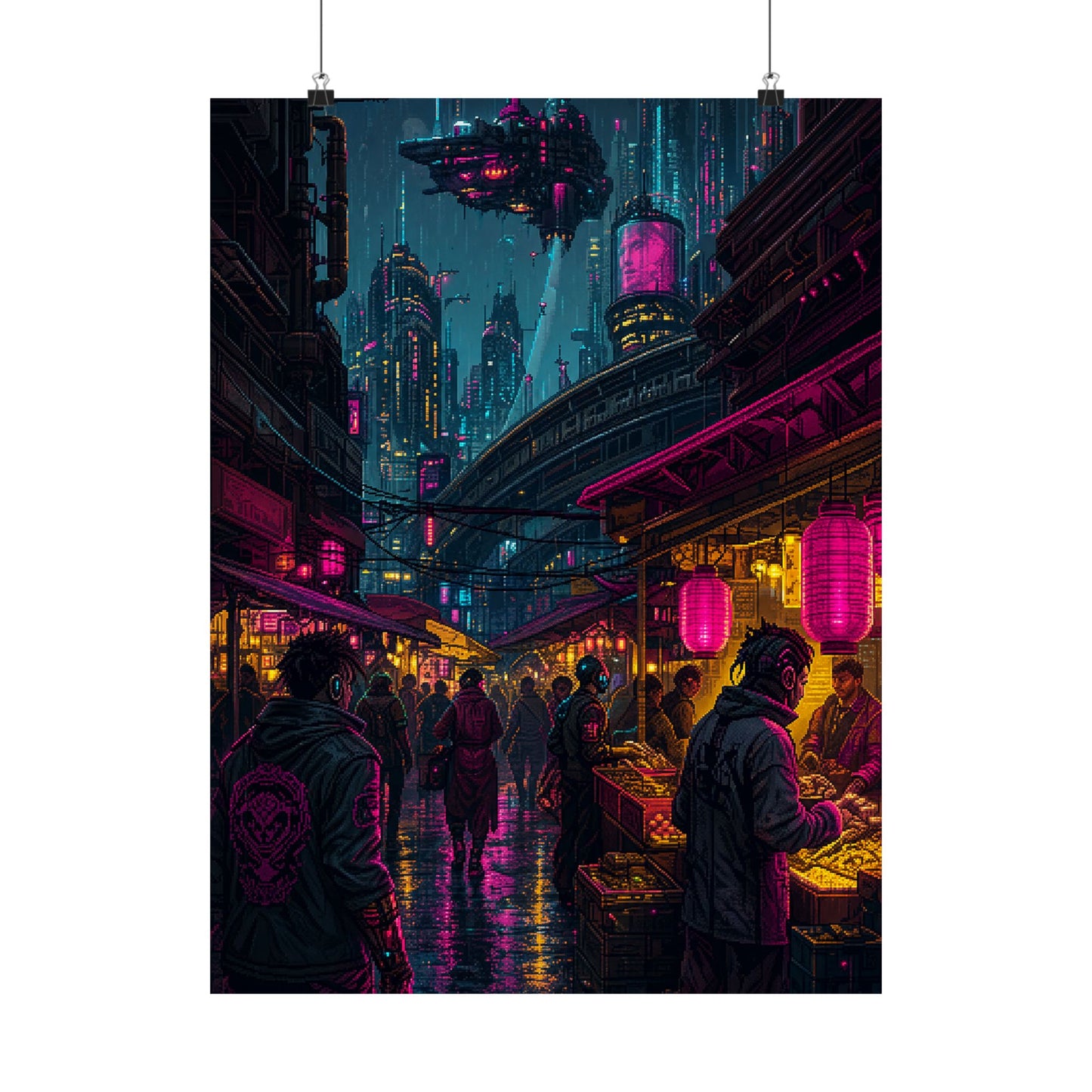 Cyberpunk Street Market - Gaming Culture Art Print (Matte Poster)