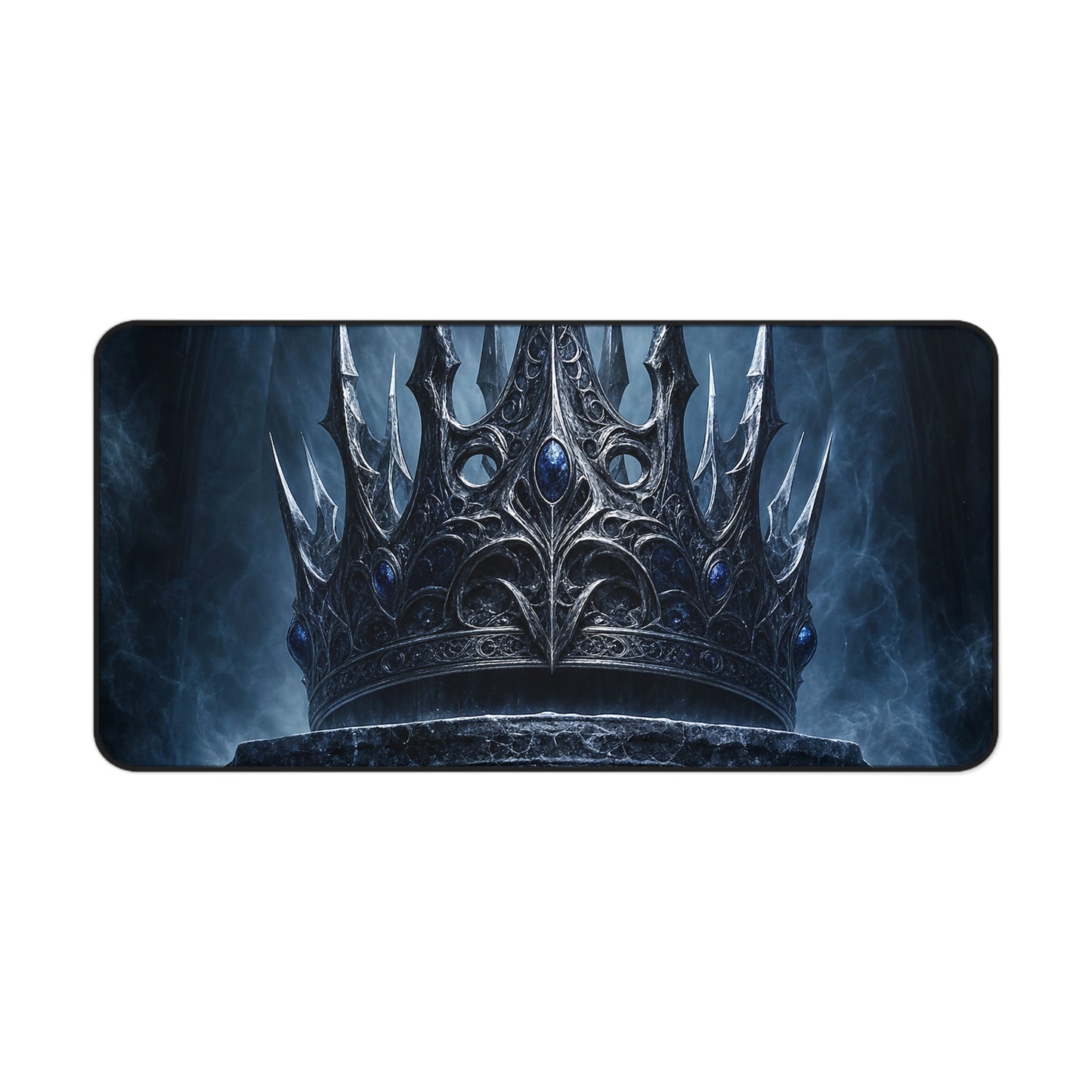 Cursed Crown On Pedestal - Dark Fantasy Gaming Desk Mat