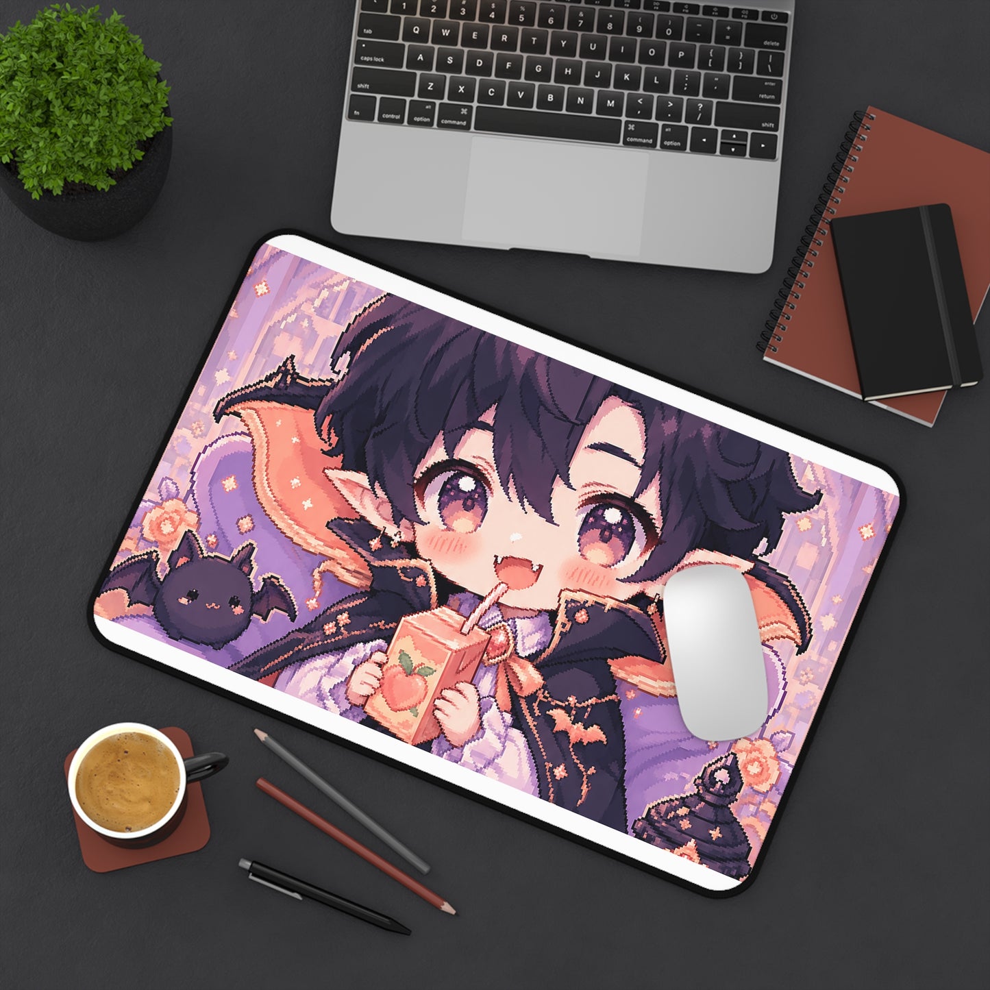 Chibi Vampire With Juice Box - Kawaii Gaming Gaming Desk Mat