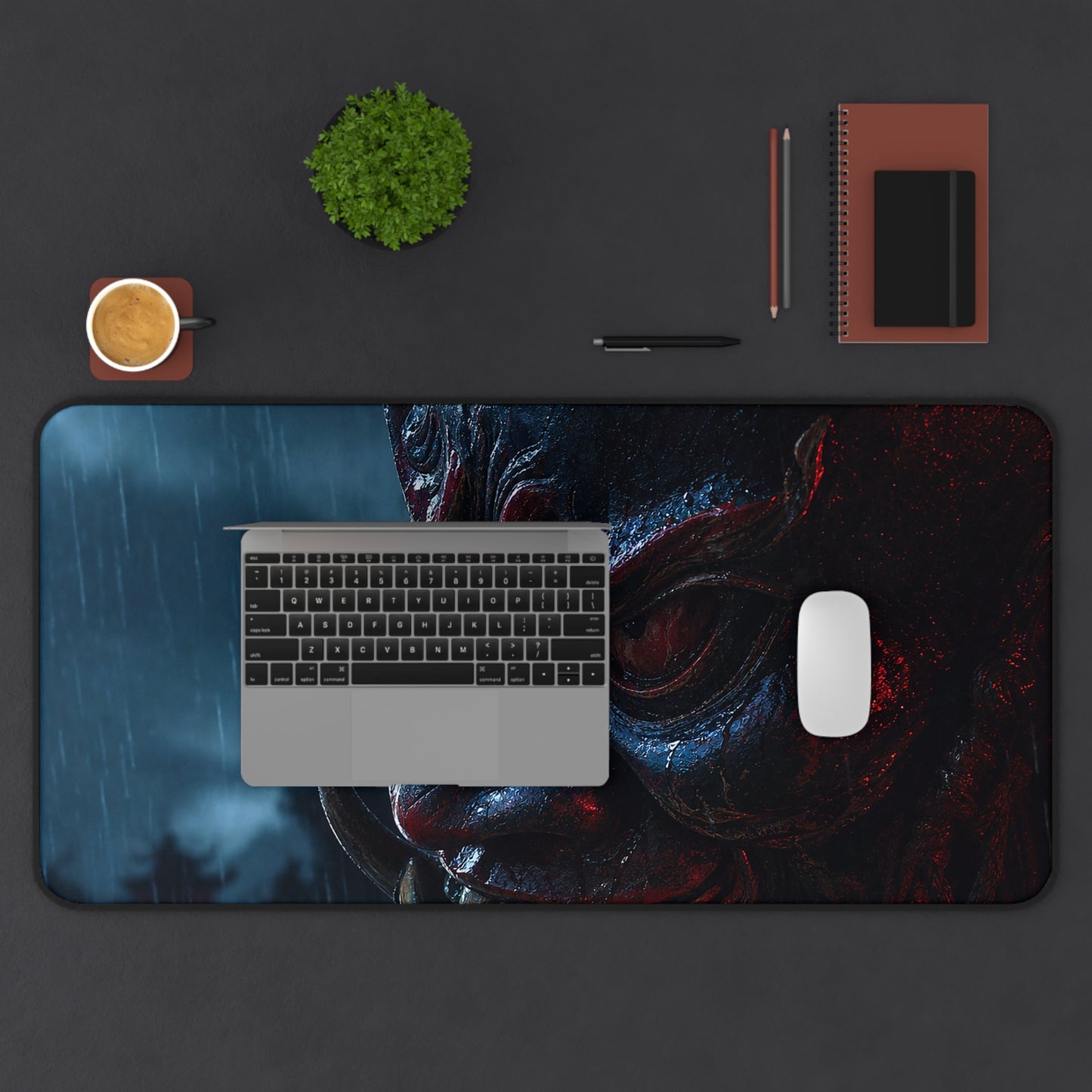 Oni Mask In Rain - Sudoni Brand Gaming Desk Mat