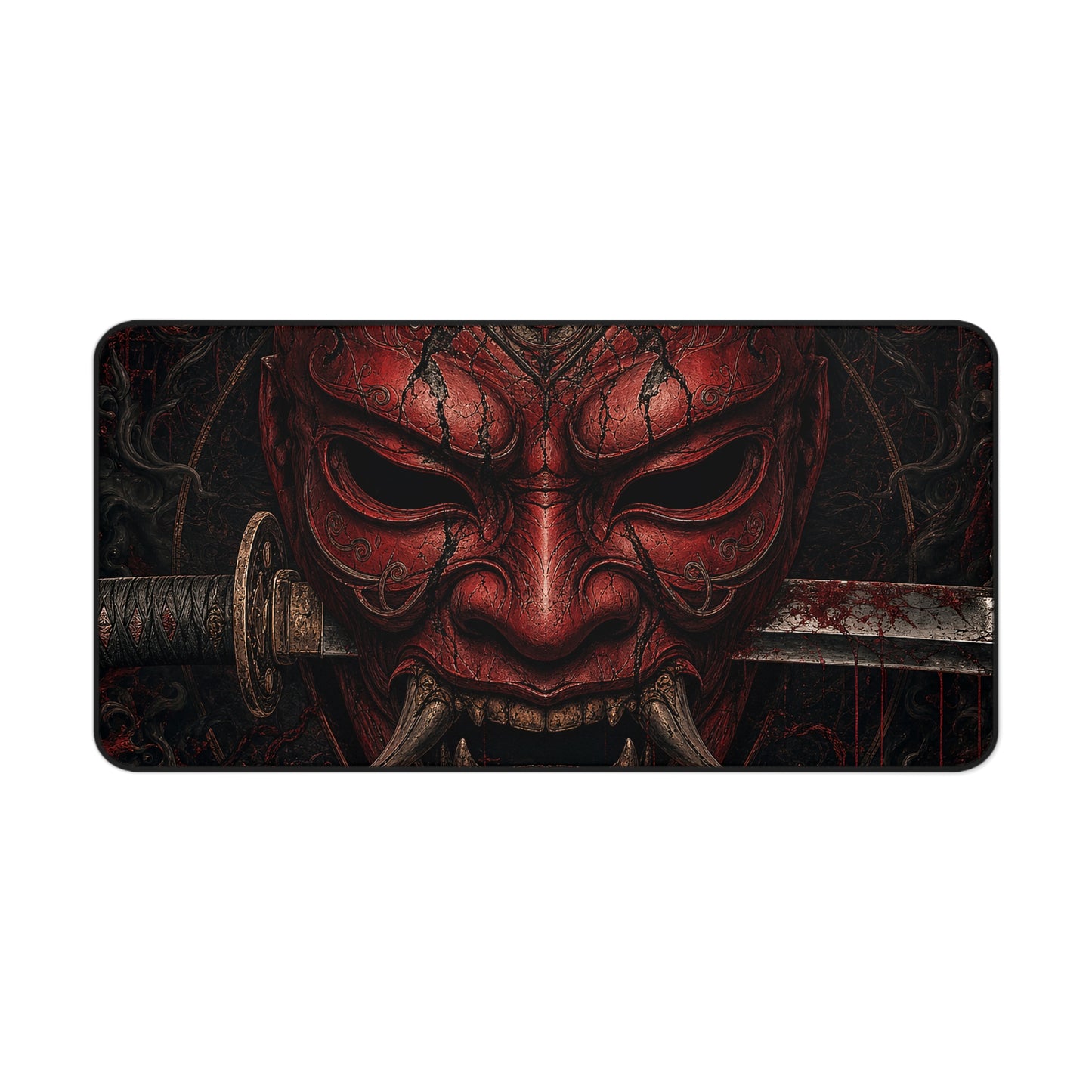 Oni Mask With Katanthrough It - Sudoni Brand Gaming Desk Mat