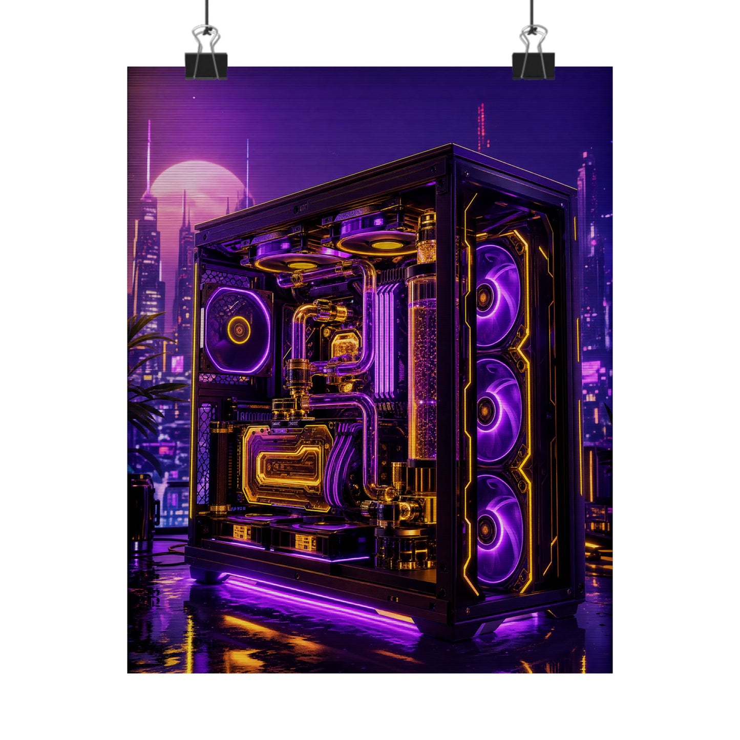 Gaming Pc With Liquid Cooling Glow - Gaming Culture Art Print (Matte Poster)
