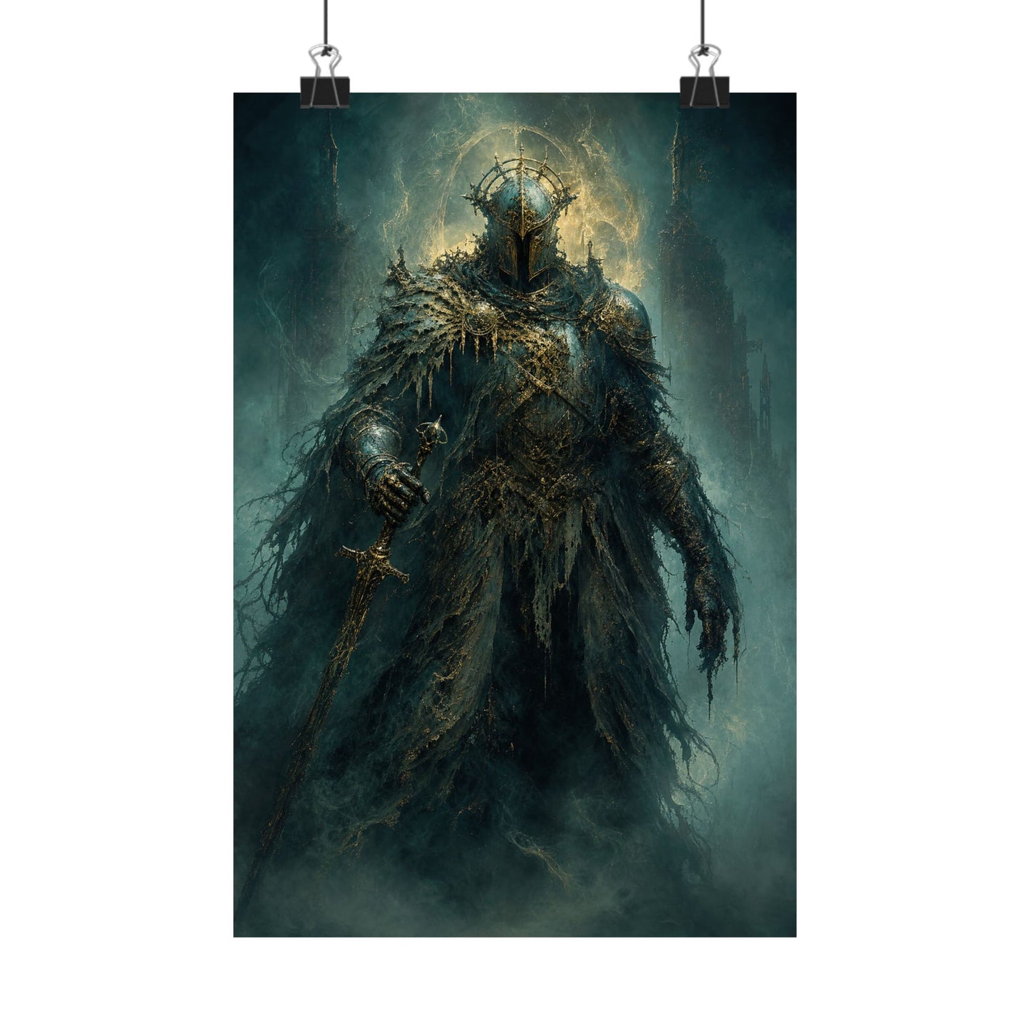 Corrupted Paladin In Decayed Armor - Dark Fantasy Art Print (Matte Poster)