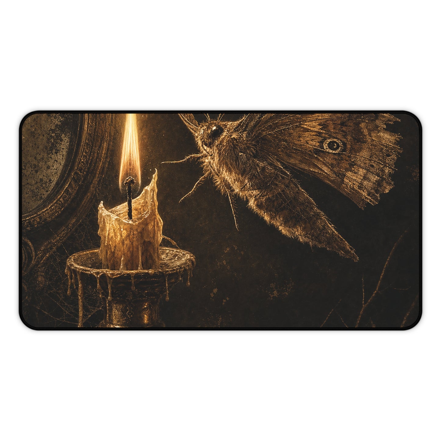 Moth Drawn To Candle Flame - Dark Academia Gaming Desk Mat