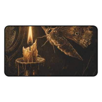Moth Drawn To Candle Flame - Dark Academia Gaming Desk Mat