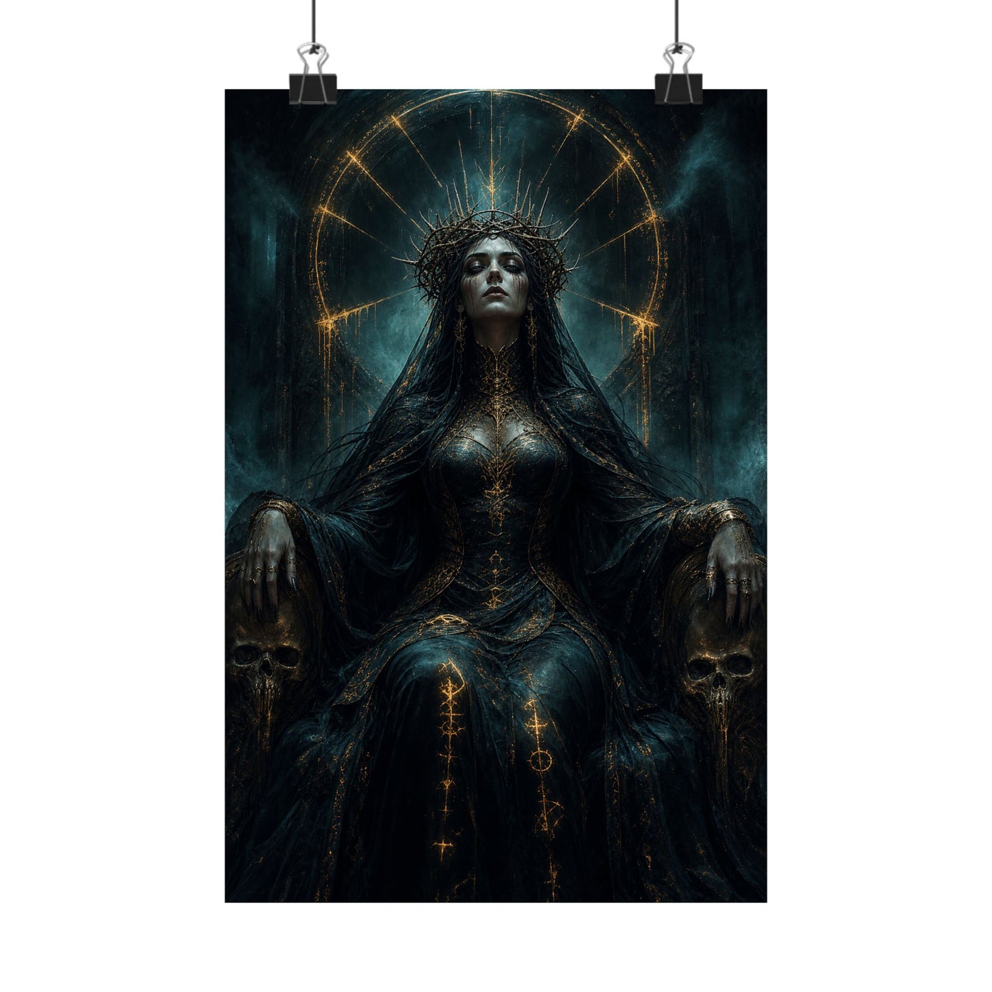 Dark Queen With Crown Of Thorns - Dark Fantasy Art Print (Matte Poster)