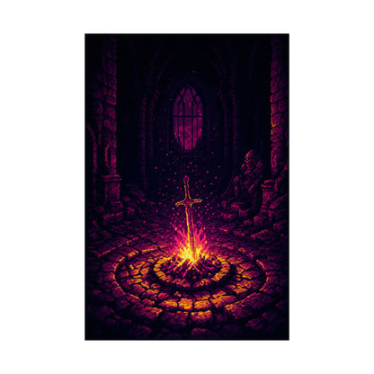 Soulsborne Bonfire In Dark Room - Gaming Culture Art Print (Matte Poster)