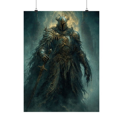 Corrupted Paladin In Decayed Armor - Dark Fantasy Art Print (Matte Poster)