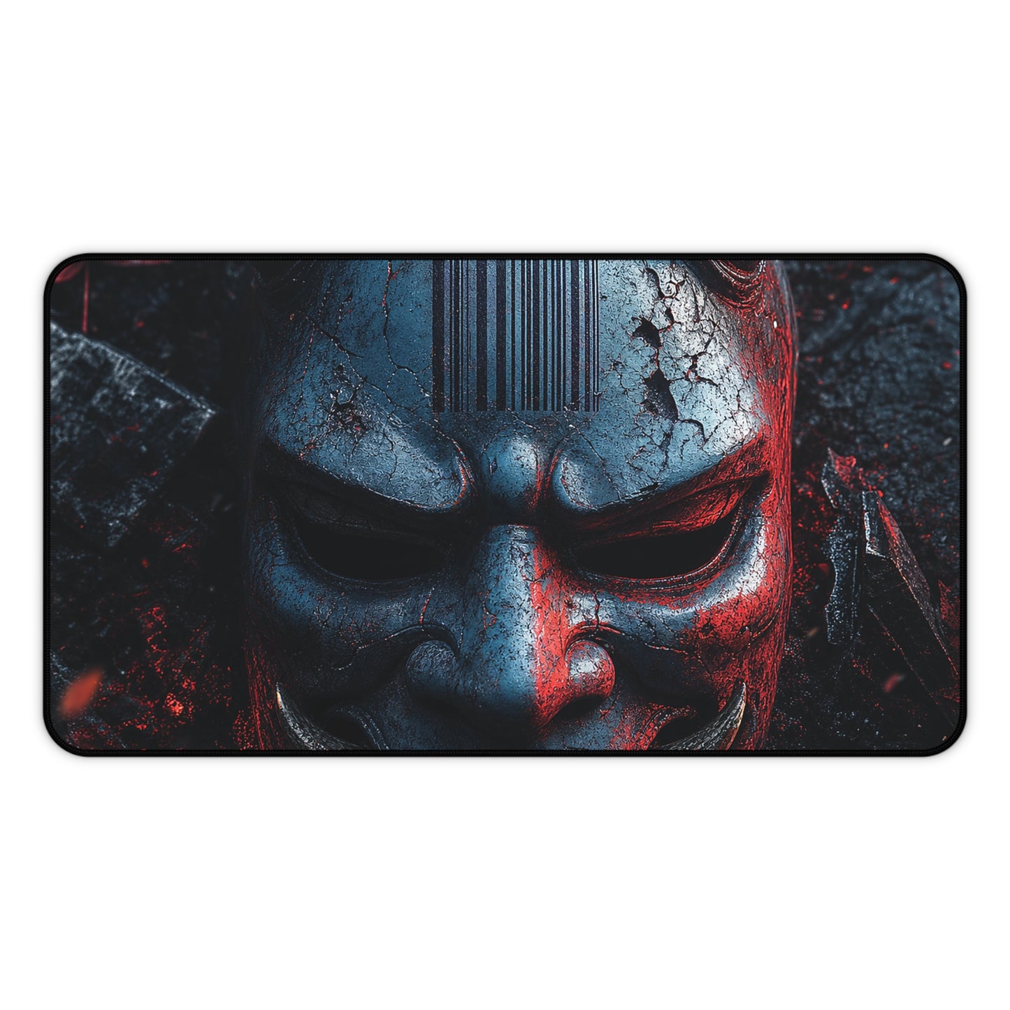 Oni Mask With Barcode - Sudoni Brand Gaming Desk Mat