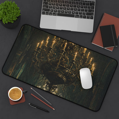 Chandelier In Ruined Hall - Dark Academia Gaming Desk Mat