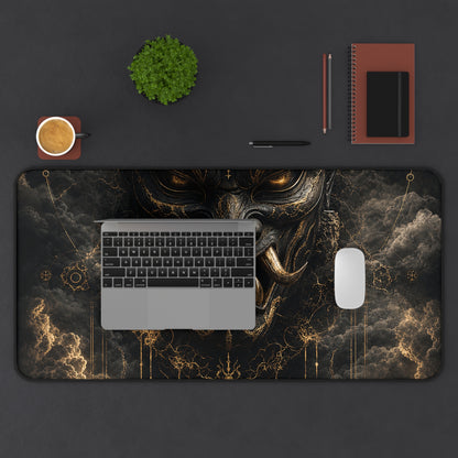 Oni Mask With Storm Clouds - Sudoni Brand Gaming Desk Mat