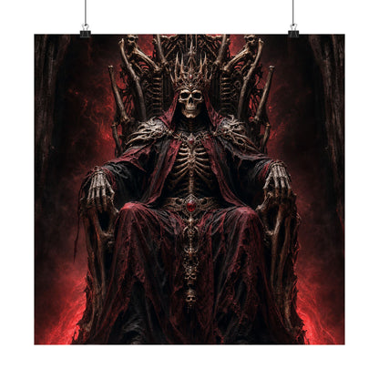 Skeletal King On Throne Of Bones - Dark Fantasy Art Print (Matte Poster)