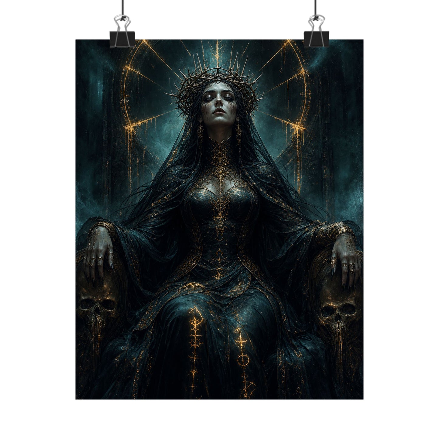 Dark Queen With Crown Of Thorns - Dark Fantasy Art Print (Matte Poster)