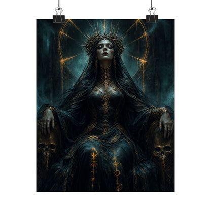 Dark Queen With Crown Of Thorns - Dark Fantasy Art Print (Matte Poster)