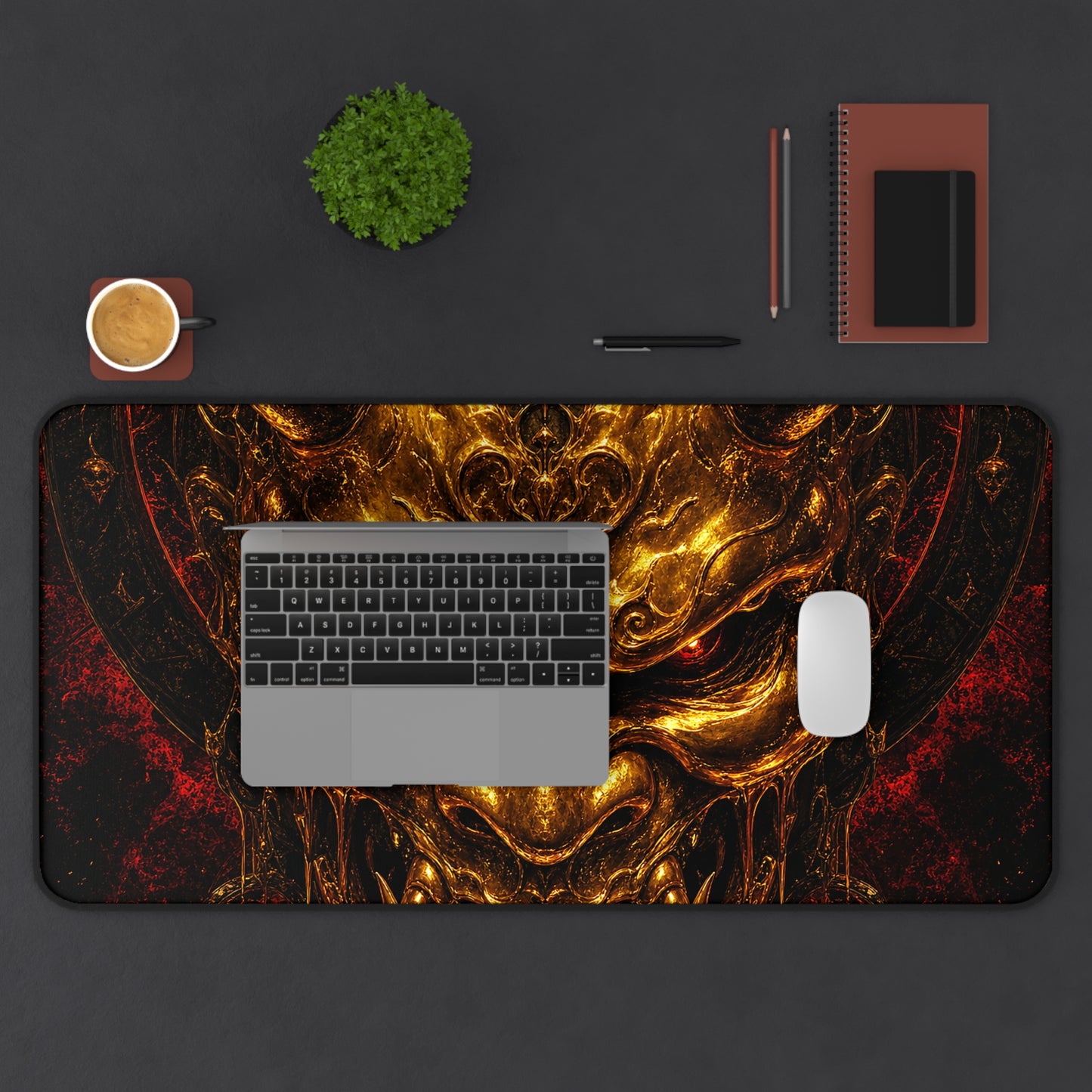 Oni Mask Made Of Molten Gold - Sudoni Brand Gaming Desk Mat