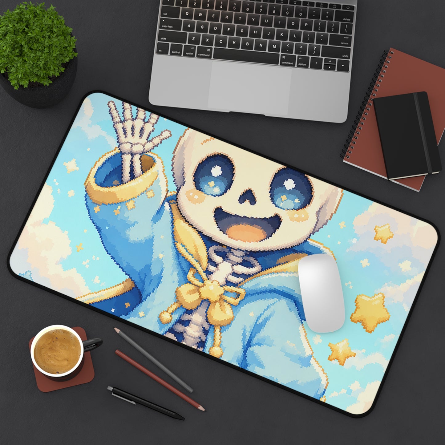 Chibi Skeleton Waving - Kawaii Gaming Gaming Desk Mat