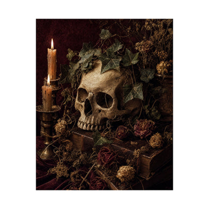 Skull With Crown Of Ivy - Dark Academia Art Print (Matte Poster)