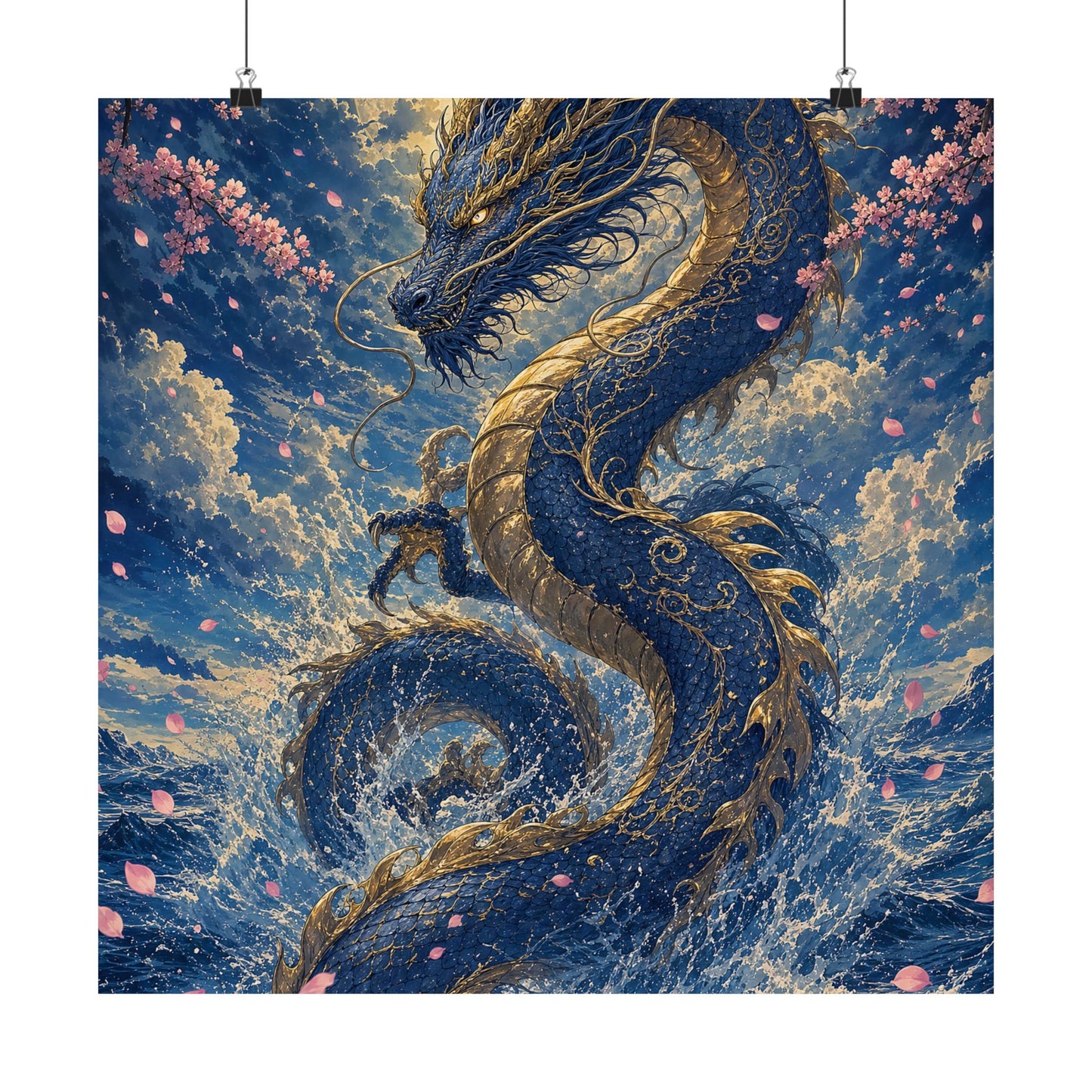 Ryuu Dragon Rising From The Ocean - Japanese Mythology Art Print (Matte Poster)
