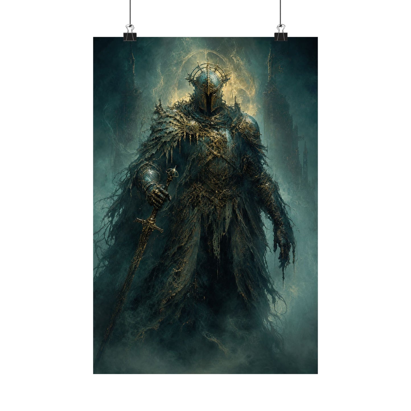 Corrupted Paladin In Decayed Armor - Dark Fantasy Art Print (Matte Poster)