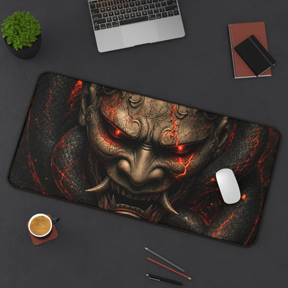 Oni Mask With Snake Coiled Around It - Sudoni Brand Gaming Desk Mat