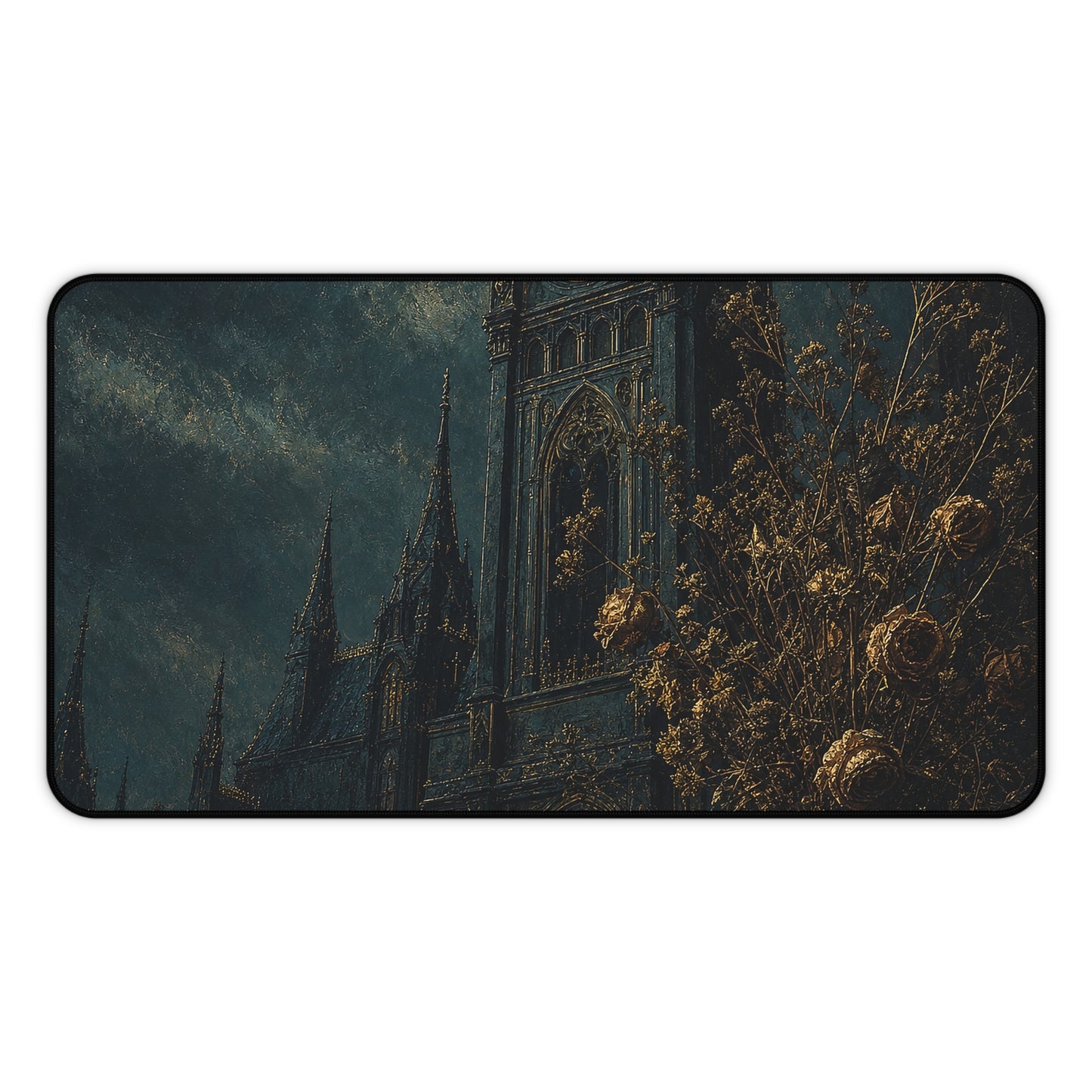 Clock Tower At Midnight - Dark Academia Gaming Desk Mat