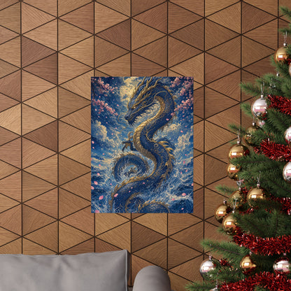 Ryuu Dragon Rising From The Ocean - Japanese Mythology Art Print (Matte Poster)