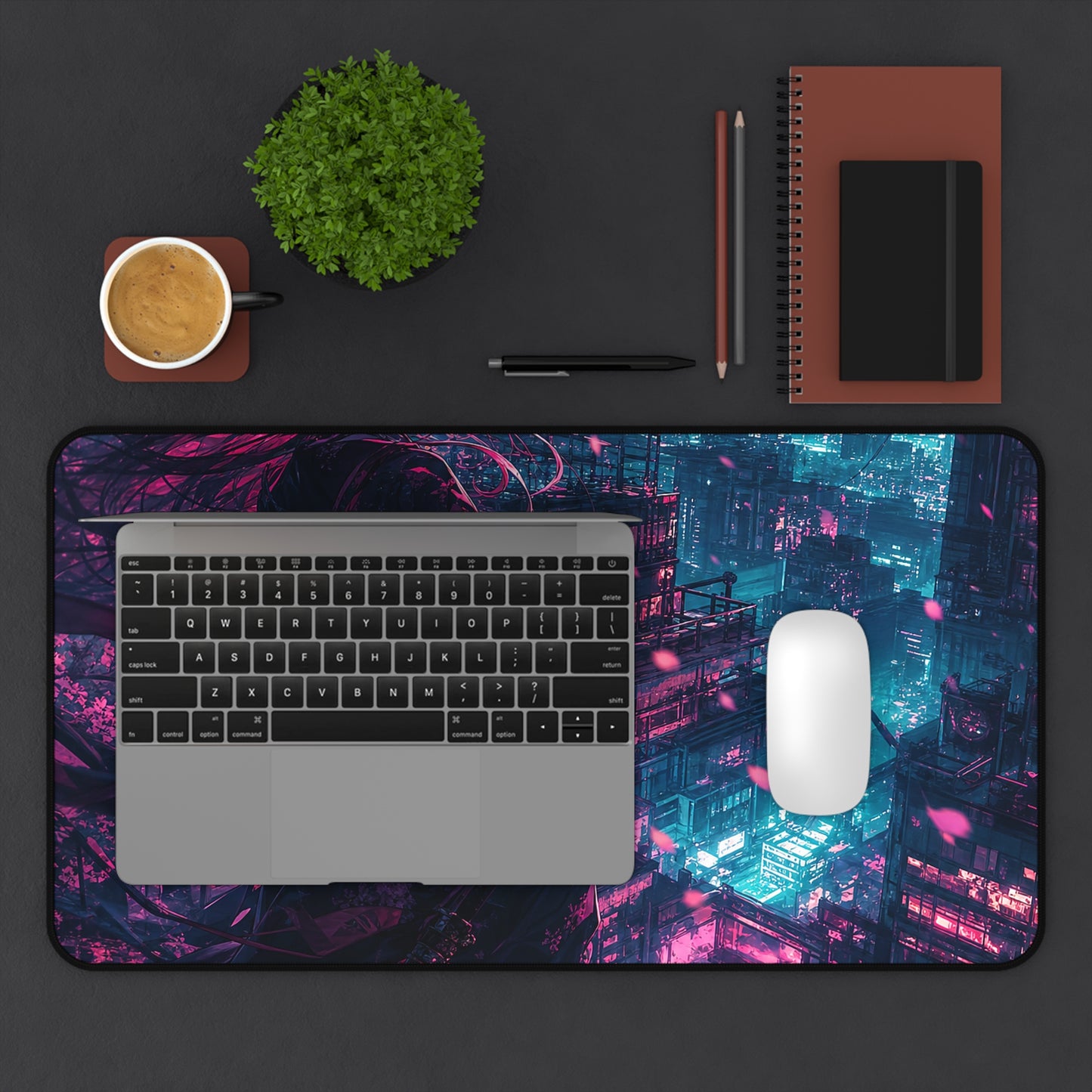 Cyberpunk City Street At Night - Anime Manga Gaming Desk Mat