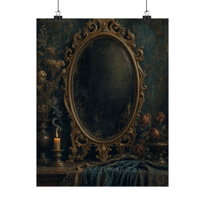Dark Mirror In Ornate Frame - Dark Academia Art Print (Matte Poster)