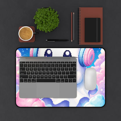 Cute Gaming Ghost With Controller - Kawaii Gaming Gaming Desk Mat