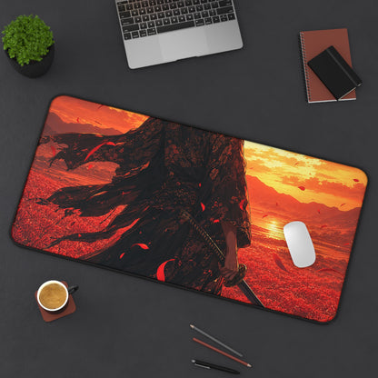 Lone Samurai And Red Spider Lilies - Anime Manga Gaming Desk Mat