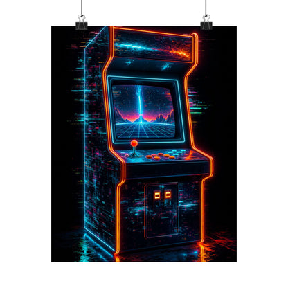 Retro Arcade Cabinet Glowing In The Dark - Gaming Culture Art Print (Matte Poster)