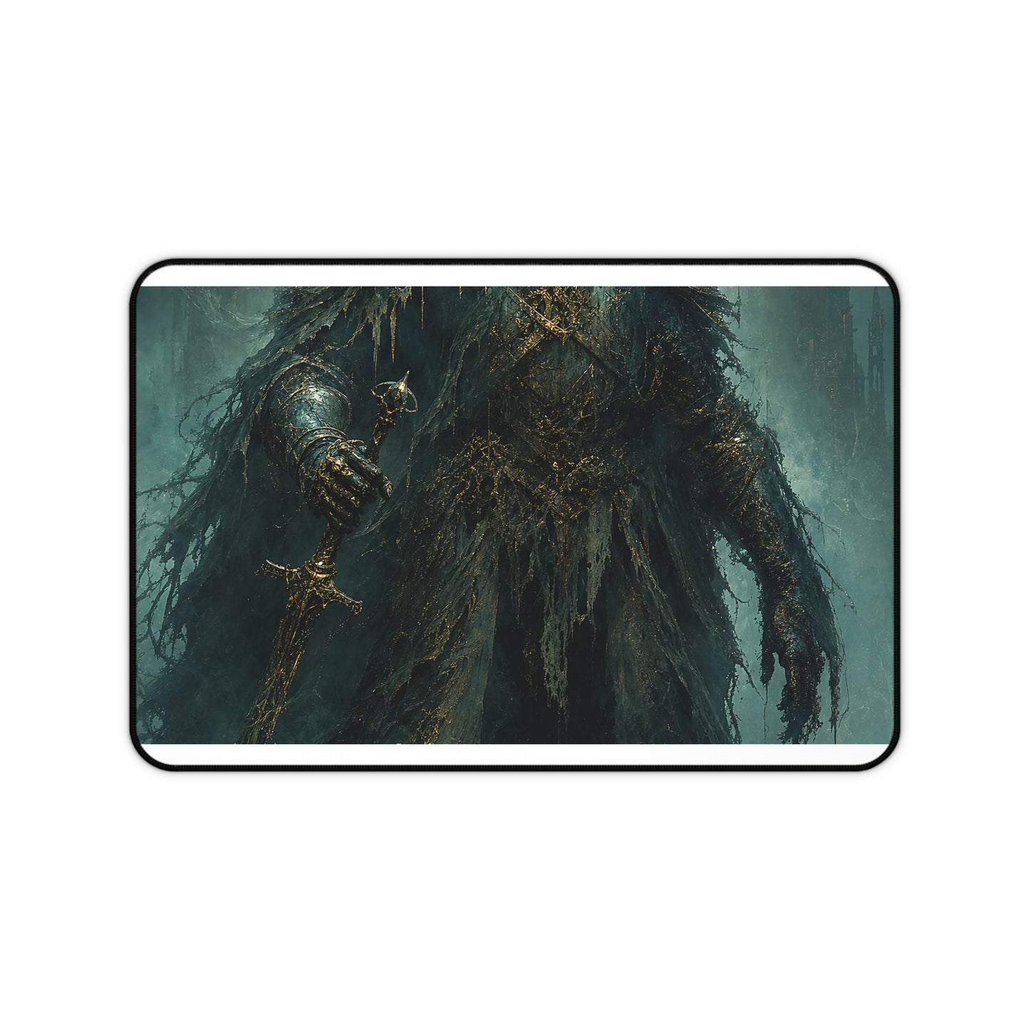 Corrupted Paladin In Decayed Armor - Dark Fantasy Gaming Desk Mat