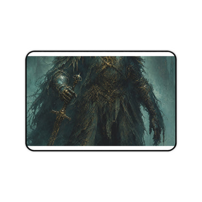 Corrupted Paladin In Decayed Armor - Dark Fantasy Gaming Desk Mat