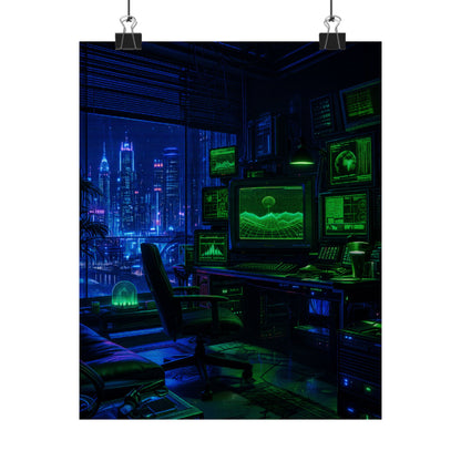 Cyberpunk Hacker Den - Gaming Culture Art Print (Matte Poster)