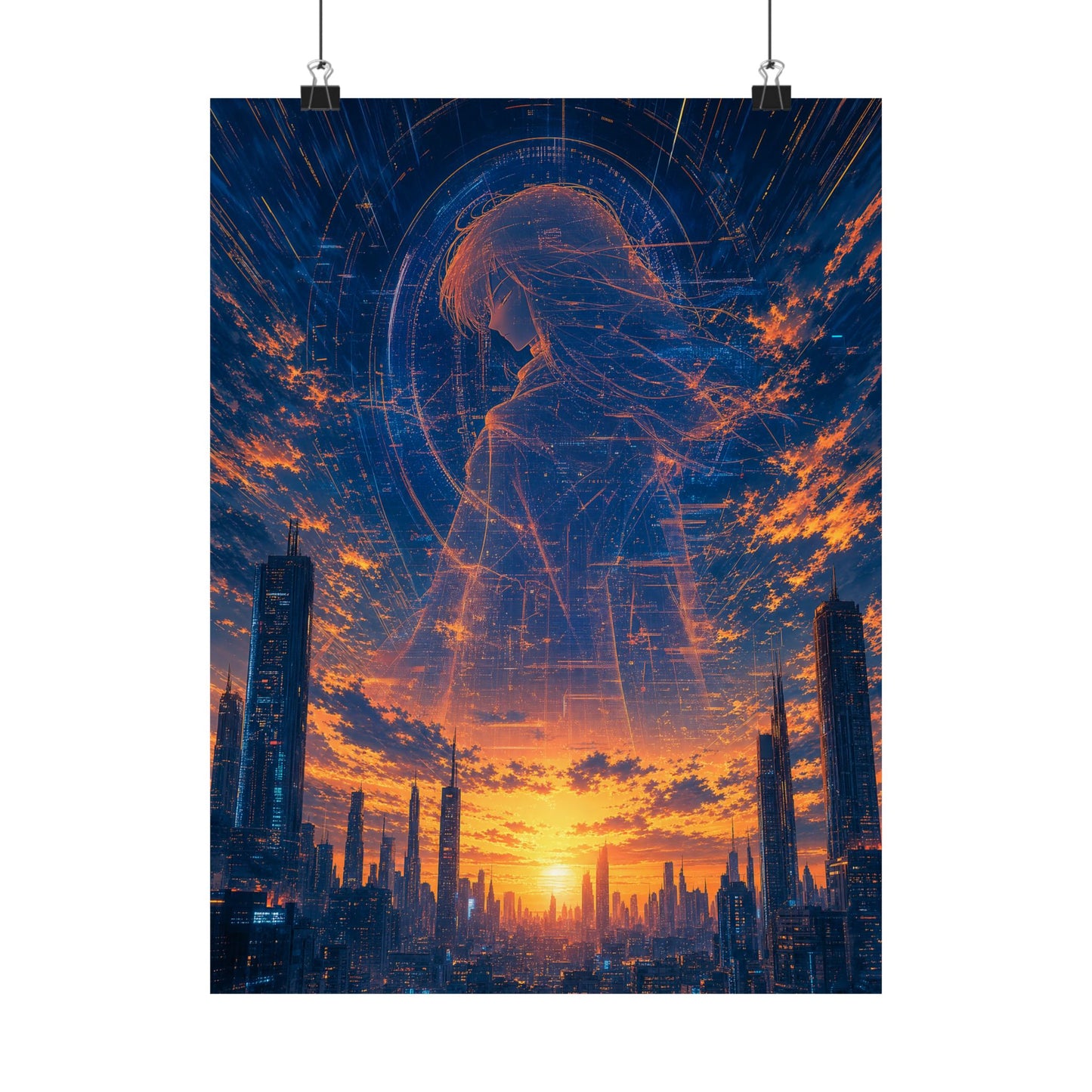 City Under Massive Hologram - Anime Manga Art Print (Matte Poster)