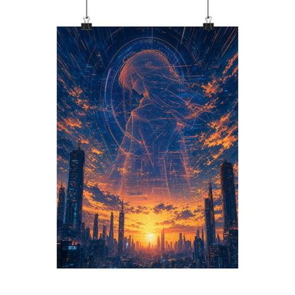 City Under Massive Hologram - Anime Manga Art Print (Matte Poster)