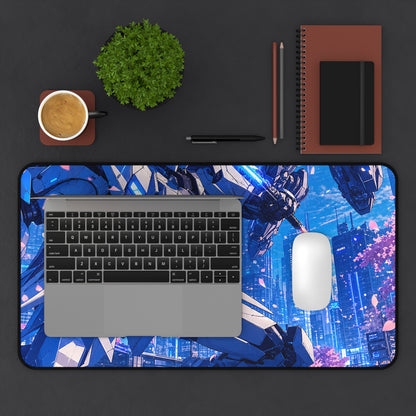 Battle Between Mechs In City - Anime Manga Gaming Desk Mat