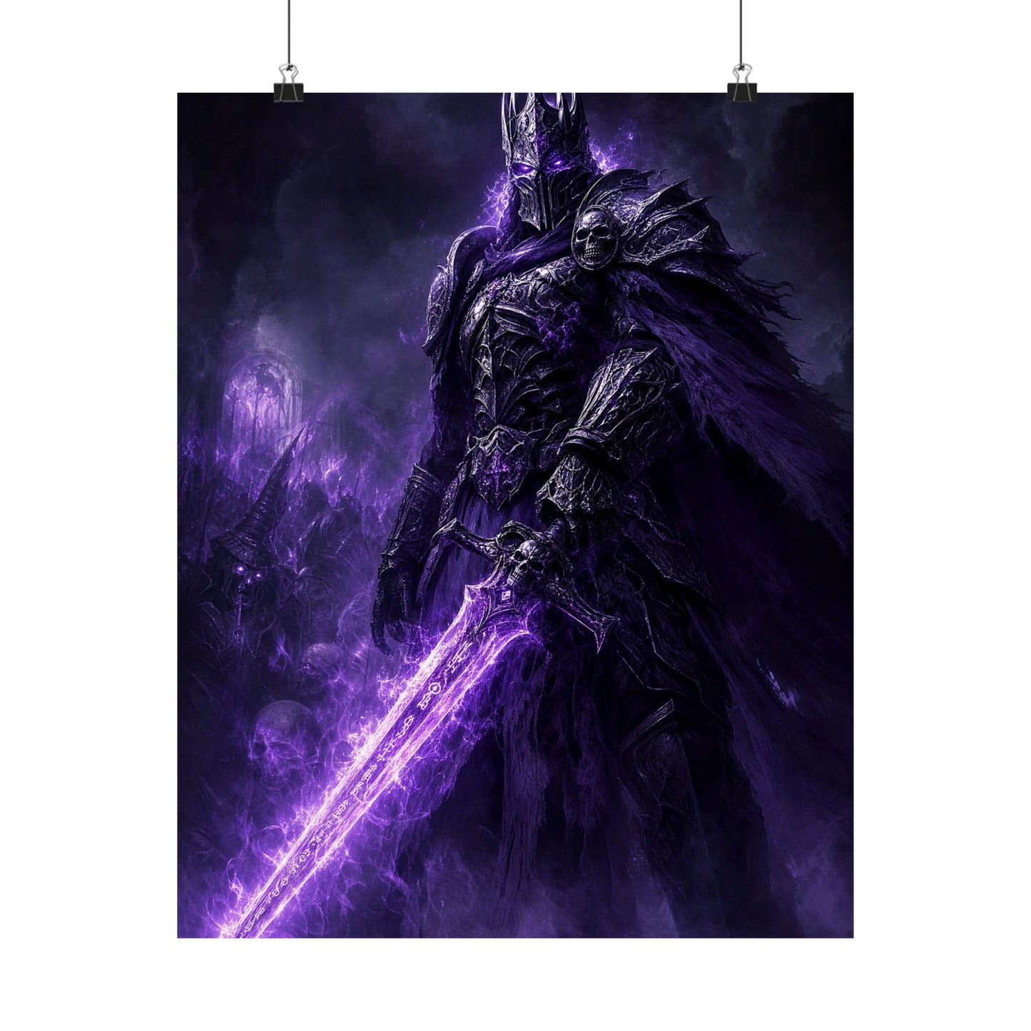 Death Knight With Glowing Sword - Dark Fantasy Art Print (Matte Poster)