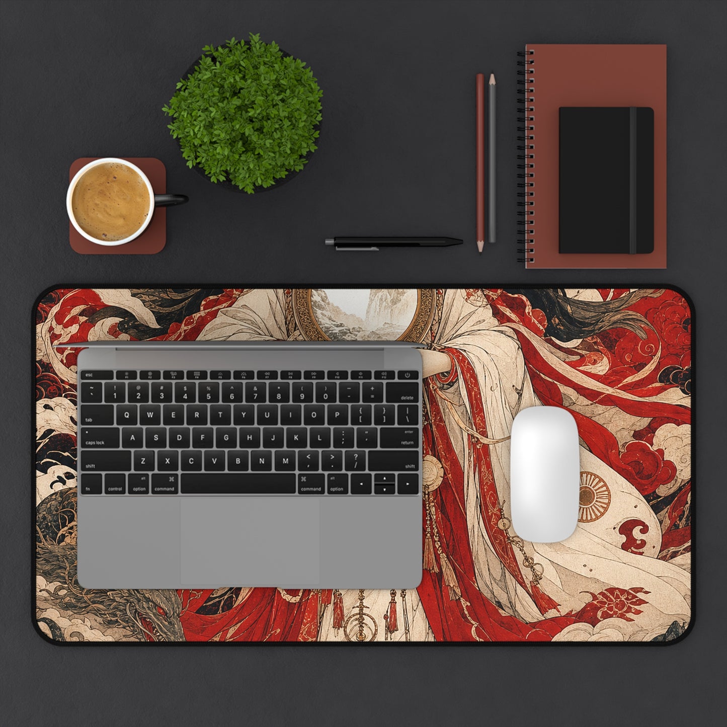 Amaterasu Sun Goddess With Mirror - Japanese Mythology Gaming Desk Mat