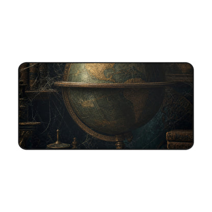 Old Globe In Dark Study - Dark Academia Gaming Desk Mat