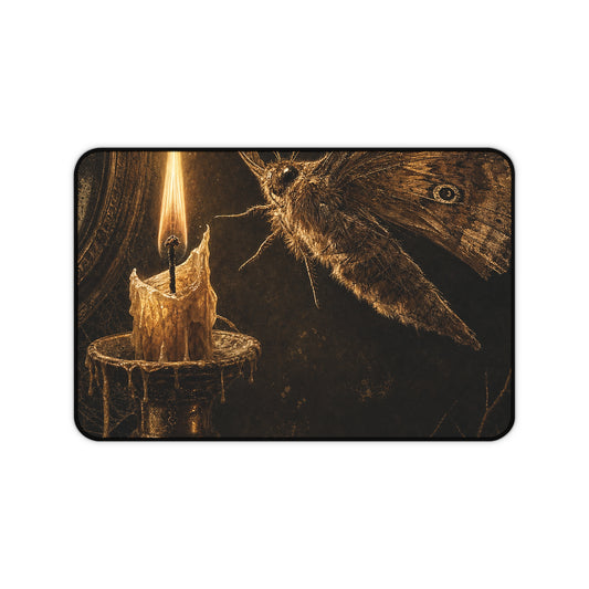 Moth Drawn To Candle Flame - Dark Academia Gaming Desk Mat