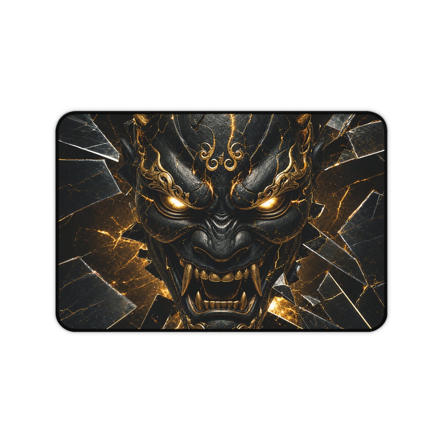 Oni Mask With Broken Glass - Sudoni Brand Gaming Desk Mat
