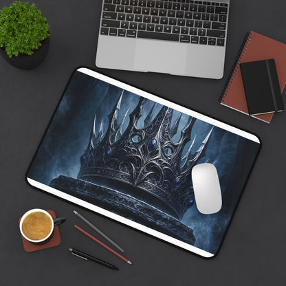 Cursed Crown On Pedestal - Dark Fantasy Gaming Desk Mat