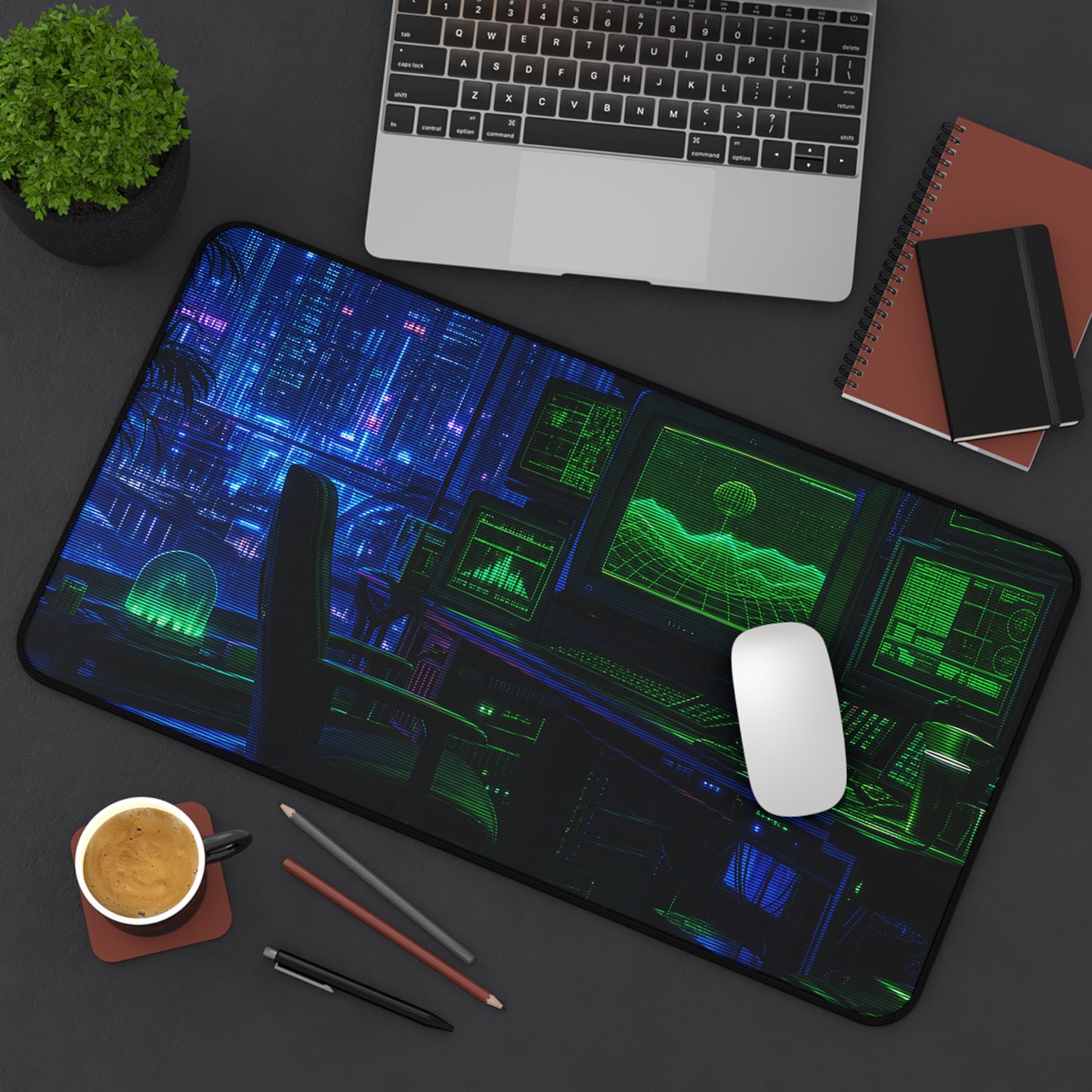 Cyberpunk Hacker Den - Gaming Culture Gaming Desk Mat