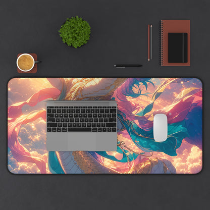 Celestial Dragon Dancing In Clouds - Anime Manga Gaming Desk Mat