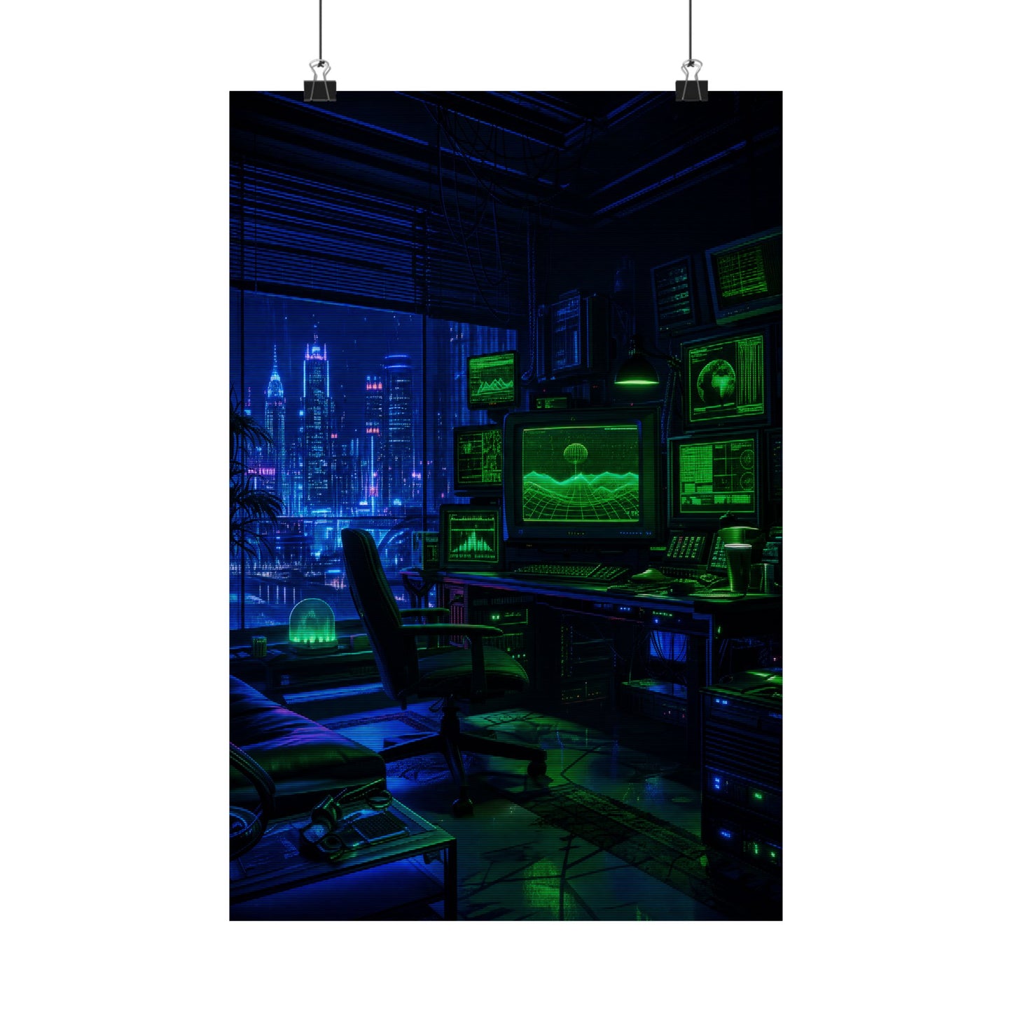 Cyberpunk Hacker Den - Gaming Culture Art Print (Matte Poster)
