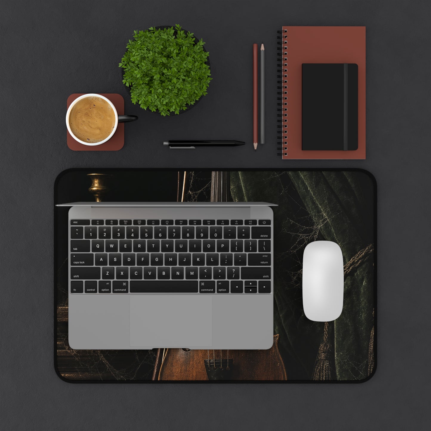 Violin On Dark Stage - Dark Academia Gaming Desk Mat