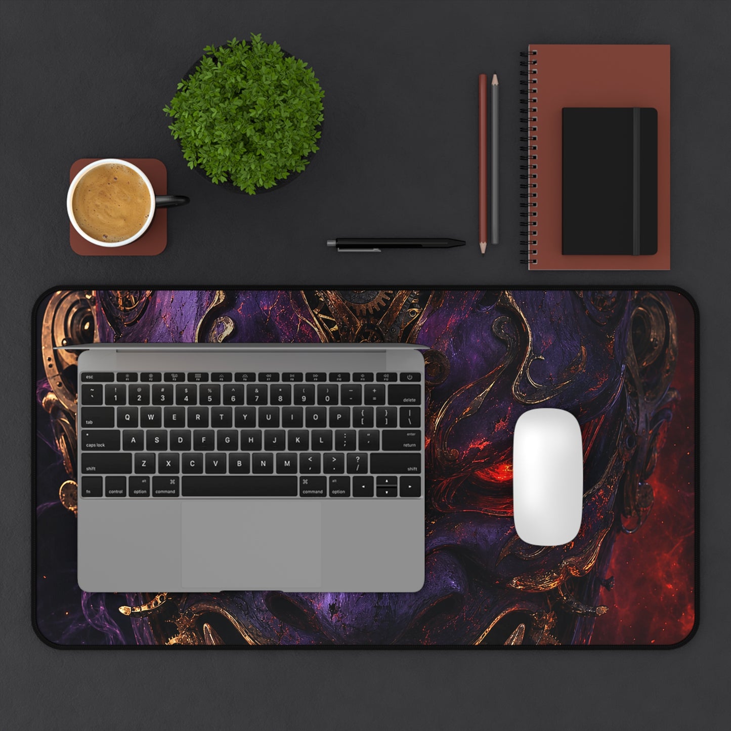 Oni Mask With Clockwork Gears - Sudoni Brand Gaming Desk Mat