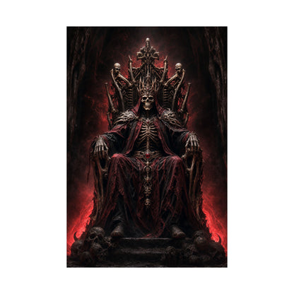 Skeletal King On Throne Of Bones - Dark Fantasy Art Print (Matte Poster)